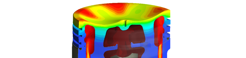 Ergebnis der Strömungsberechnung und der Berechnung des Wärmeübergangs ist ein transientes 3D-Feld des Wärmeflusses von der Kolbenwand zum Kühlöl an den inneren Wänden des Kolbens.
