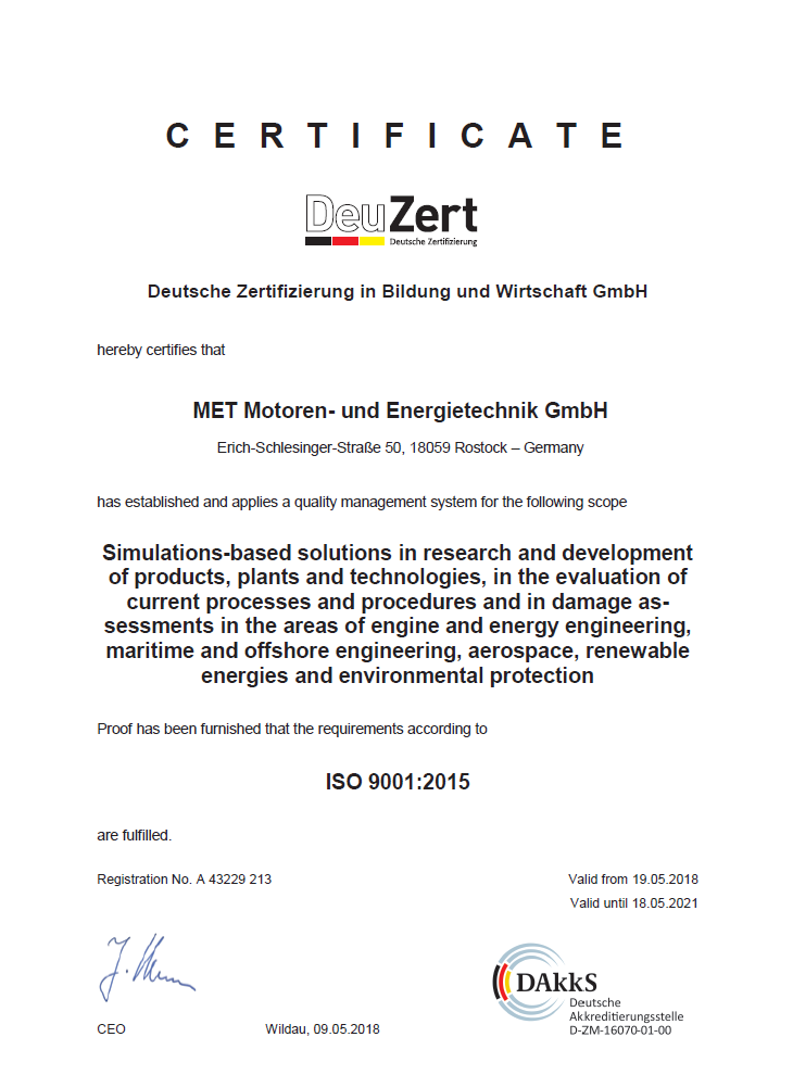 DeuZert certificate ISO 9001:2015